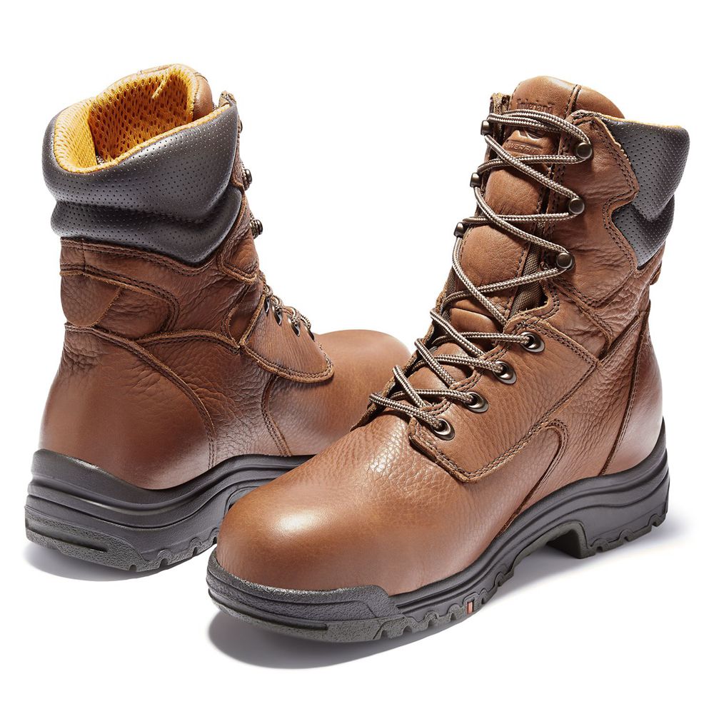 Timberland Μποτακια Εργασίας Ανδρικα Καφε - Pro® Titan® 8\" Alloy Toe - Greece 8970612-GD